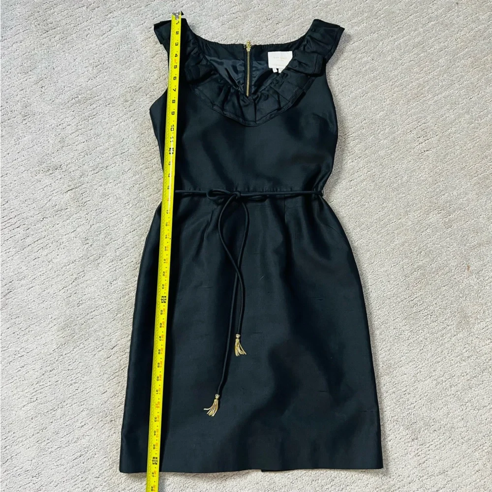 Kate Spade Black Silk with Gold Zipper Structured Cocktail Dress